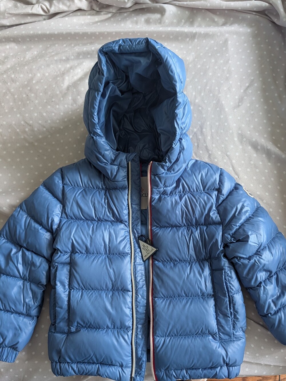 Moncler Kids Sky Blue Hooded Puffer Jacket